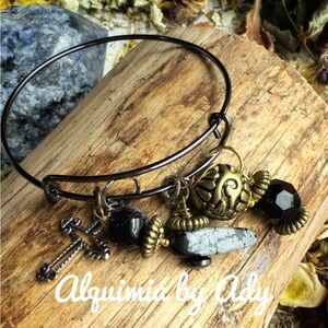 Black multi charms bracelet